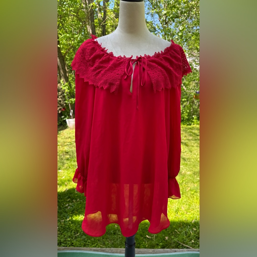 Victoria's Secret Vintage Gold Label Size P/S Red Lingerie Sleepwear Lace Ruffle